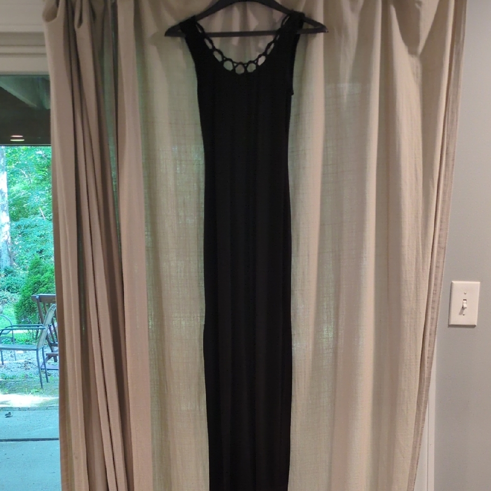 Hugo Buscati Black Maxi Dress with Cutout Neckline